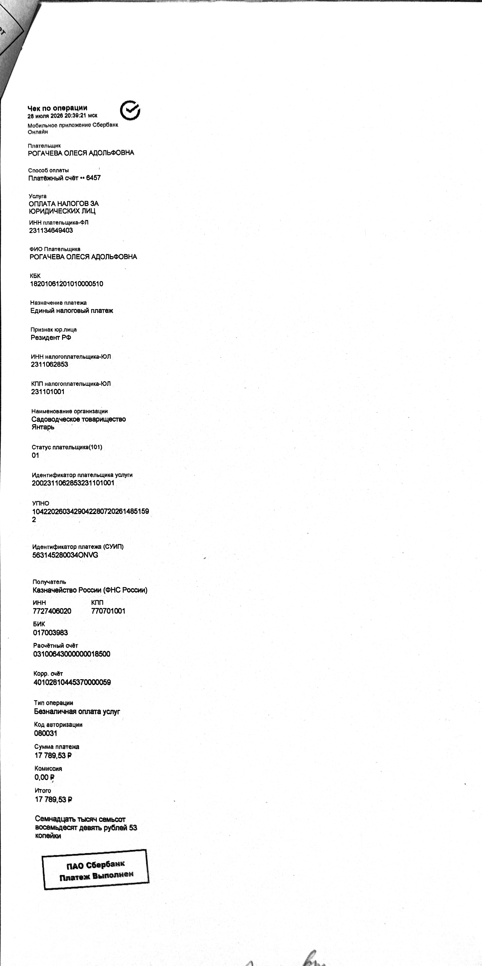 Чек за июль 2026 №12